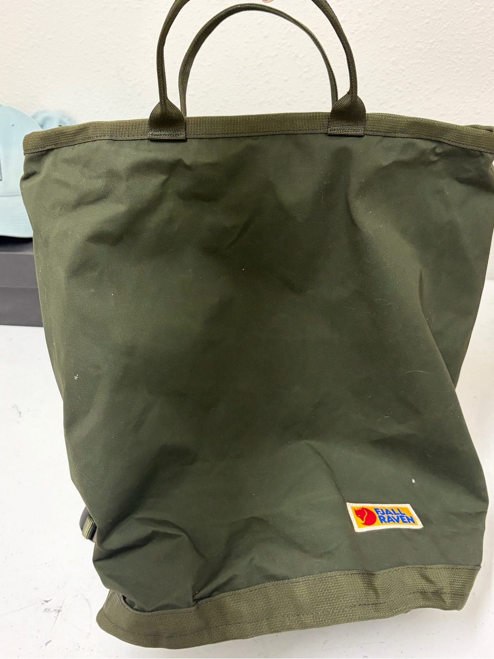 Fjallraven Olive Green Tote Backpack
